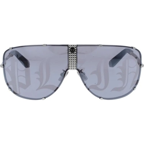 Philipp Plein SPP075 STUD 579L Sonnenbrillen Silber Schild