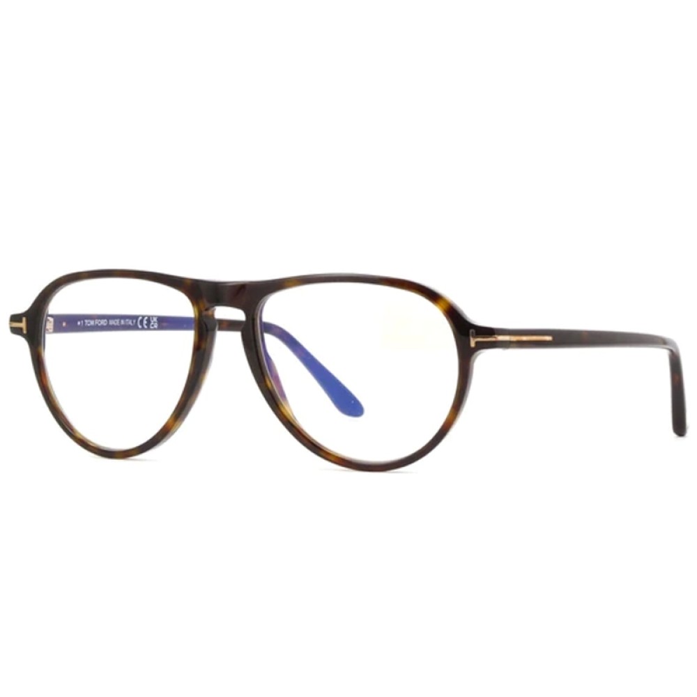 Tom Ford TF5869-B ECO - 052 - 54 - MIT BLAU-VIOLETTEM LICHTFILTER-GLÄSERN Brillenfassungen Havanna Pilot (Aviator)