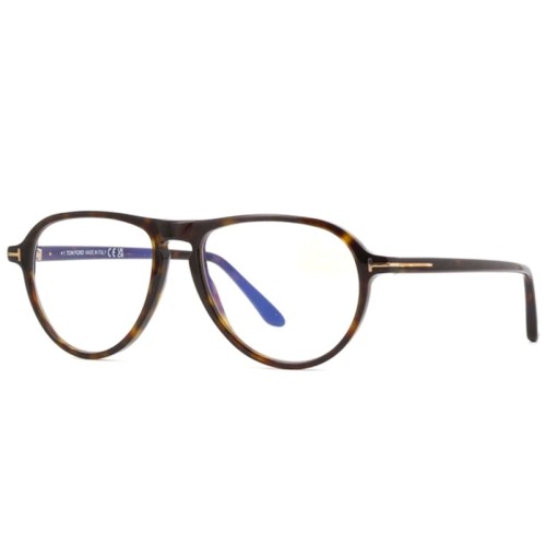 Tom Ford TF5869-B ECO - 052 - 54 - MIT BLAU-VIOLETTEM LICHTFILTER-GLÄSERN Brillenfassungen Havanna Pilot (Aviator)