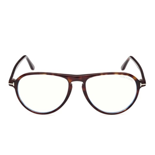Tom Ford TF5869-B ECO - 052 - 54 - MIT BLAU-VIOLETTEM LICHTFILTER-GLÄSERN Brillenfassungen Havanna Pilot (Aviator)
