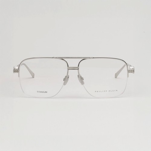 Philipp Plein VPP063W ROCK SUPERHERO - 0589 - 60 Brillenfassungen Silber Pilot (Aviator)