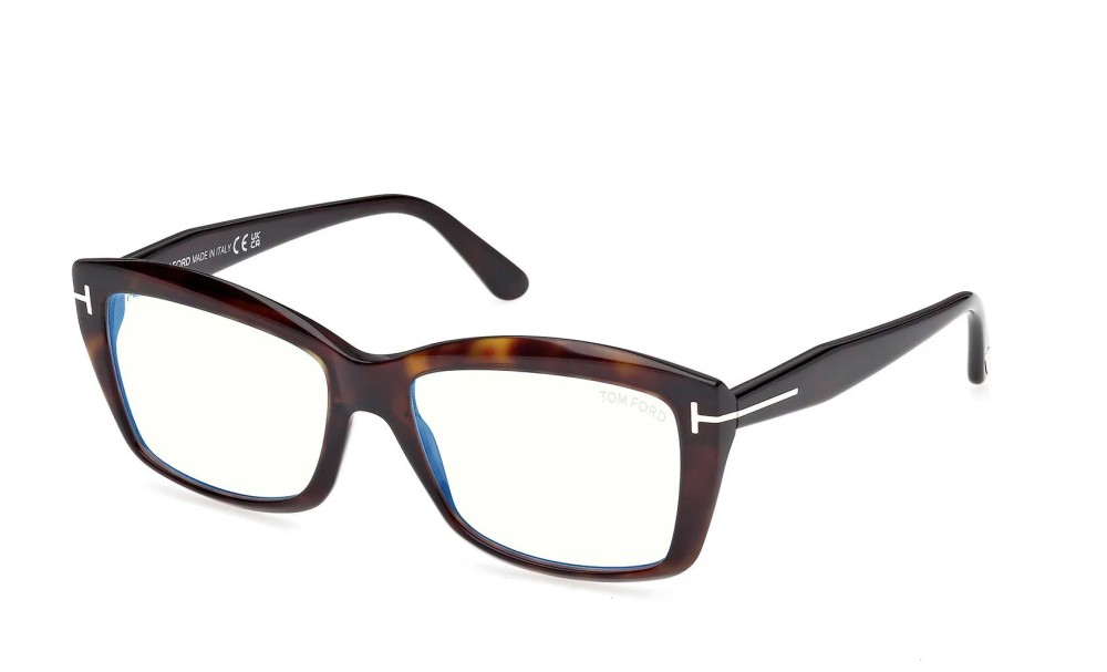 Tom Ford TF6065-B ECO - 052 - 55 - MIT BLAU-VIOLETTEM LICHTFILTER-GLÄSERN Brillenfassungen Havanna Eckig