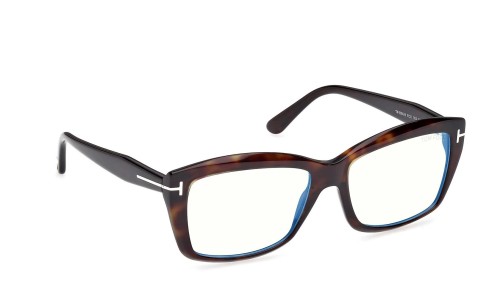 Tom Ford TF6065-B ECO - 052 - 55 - MIT BLAU-VIOLETTEM LICHTFILTER-GLÄSERN Brillenfassungen Havanna Eckig