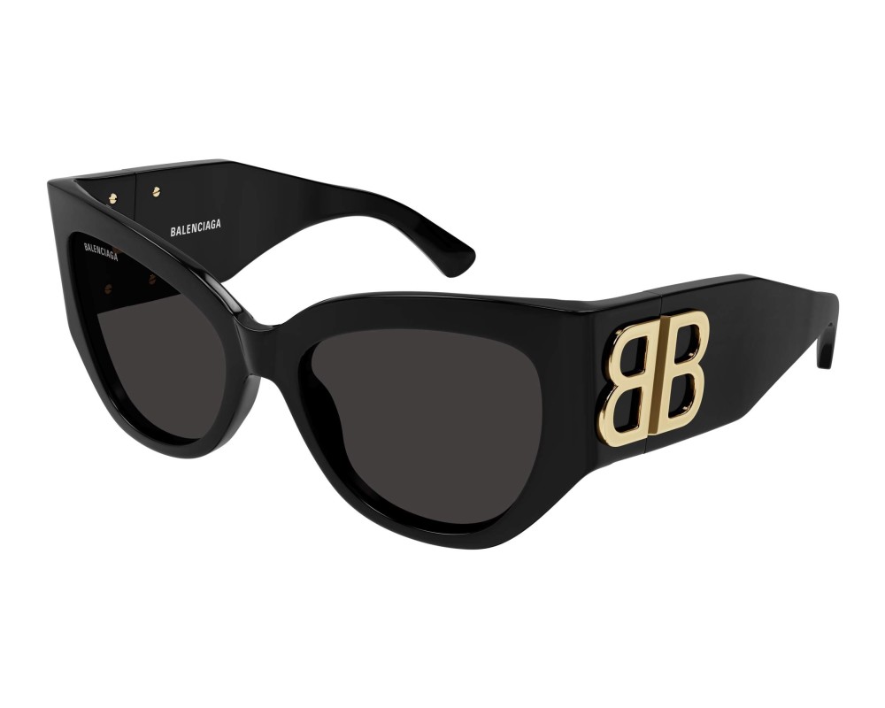 Balenciaga BB0322S - 002 - 55 Sonnenbrillen Schwarz Kissenform (Abgerundet)