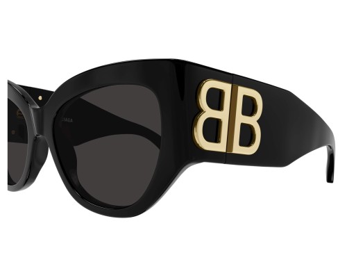 Balenciaga BB0322S - 002 - 55 Sonnenbrillen Schwarz Kissenform (Abgerundet)