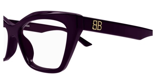 Balenciaga BB0342O - 007 - 55 Brillenfassungen Lila Cat Eye
