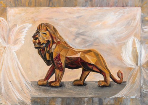 Fanni Mikó THE GOLDEN LION - 2023, ACRYLIC, CANVAS - 50 X 70 - VERKAUFT Gemälde
