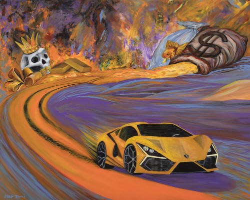 Fanni Mikó - Gemälde - LAMBORGHINI - 2023, ACRYLIC, CANVAS - 80 X 100