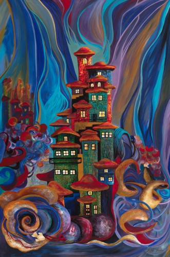 Fanni Mikó - Gemälde - FLOATING VILLAGE - 2024, ACRYLIC, CANVAS - 120 X 80
