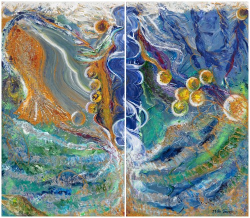 Fanni Mikó UNDERWATER - 2023, ACRYLIC, CANVAS - 70 X (2 X40) Gemälde