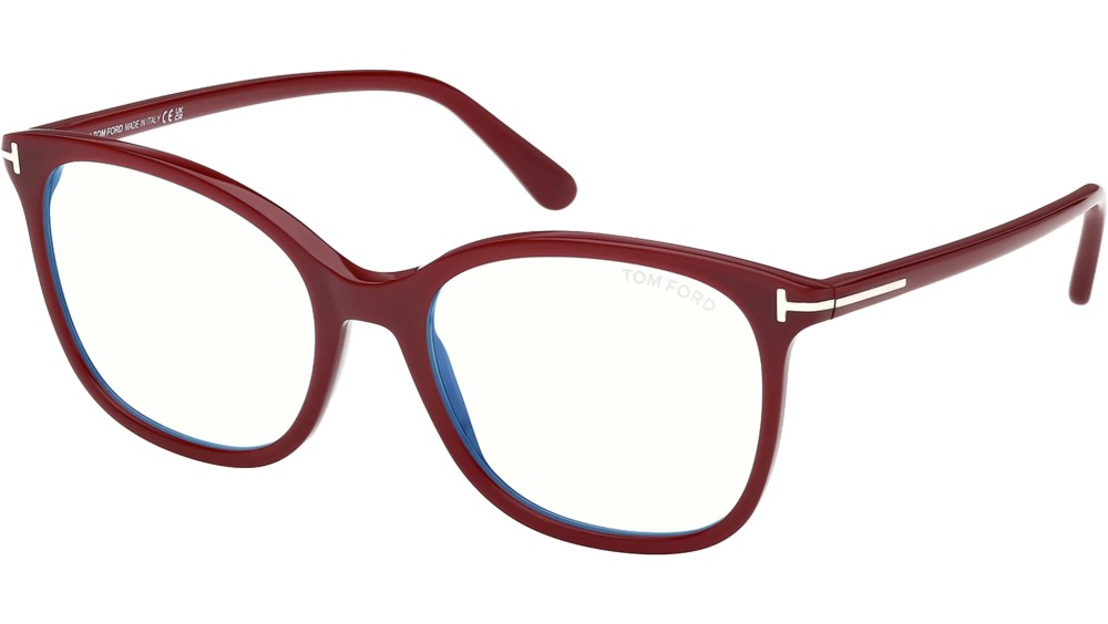 Tom Ford TF6089-B - 069 - 54 - MIT BLAU-VIOLETTEM LICHTFILTER-GLÄSERN Brillenfassungen Burgunder Kissenform (Abgerundet)