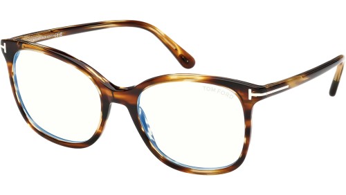 Tom Ford TF6089-B - 055 - 54 - MIT BLAU-VIOLETTEM LICHTFILTER-GLÄSERN Brillenfassungen Havanna Kissenform (Abgerundet)