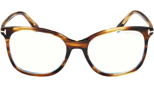 Tom Ford TF6089-B - 055 - 54 - MIT BLAU-VIOLETTEM LICHTFILTER-GLÄSERN Brillenfassungen Havanna Kissenform (Abgerundet)