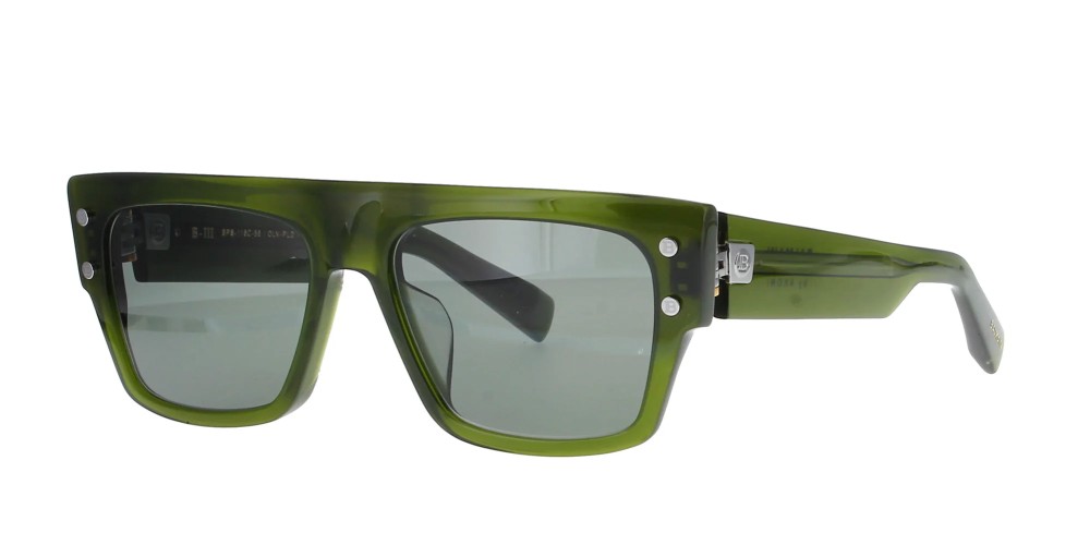 Balmain BPS-116 B-III - C - 56 Sonnenbrillen Grün Flacher Oberteil