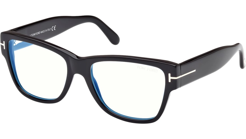 Tom Ford FT5878-B - 001 - 55 - MIT BLAU-VIOLETTEM LICHTFILTER-GLÄSERN Brillenfassungen Schwarz Cat Eye