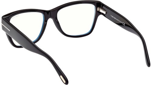 Tom Ford FT5878-B - 001 - 55 - MIT BLAU-VIOLETTEM LICHTFILTER-GLÄSERN Brillenfassungen Schwarz Cat Eye