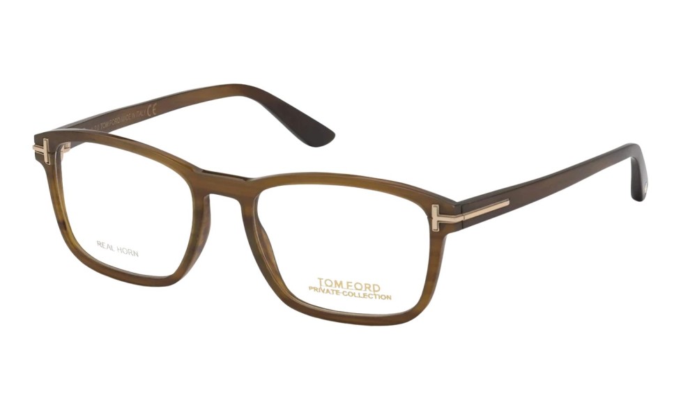 Tom Ford FT5718-Private Collection REAL HORN - 064 - 52 Brillenfassungen Braun Eckig