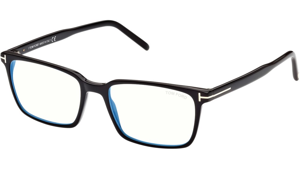Tom Ford FT5802-B - 001 - 53 - MIT BLAU-VIOLETTEM LICHTFILTER-GLÄSERN Brillenfassungen Eckig