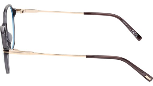 Tom Ford FT5875-B - 020 - 52 - MIT BLAU-VIOLETTEM LICHTFILTER-GLÄSERN Brillenfassungen Glanz Dunkles Grau Rund
