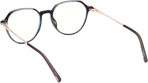 Tom Ford FT5875-B - 020 - 52 - MIT BLAU-VIOLETTEM LICHTFILTER-GLÄSERN Brillenfassungen Glanz Dunkles Grau Rund