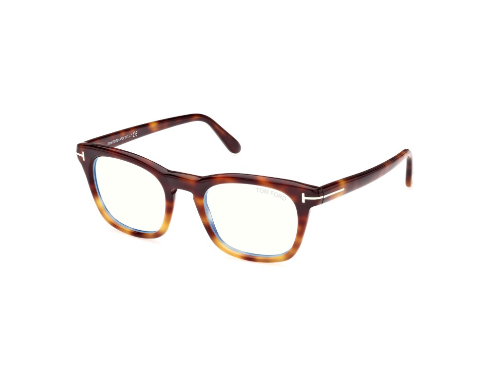 Tom Ford FT5870-B - 056 - 50 - MIT BLAU-VIOLETTEM LICHTFILTER-GLÄSERN Brillenfassungen Havanna Eckig