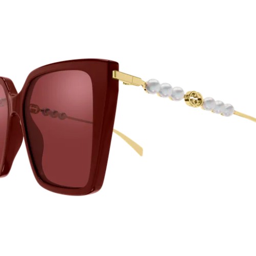 Gucci GG1967S - 004 - 54 Sonnenbrillen Burgunderrot, Gold Eckig