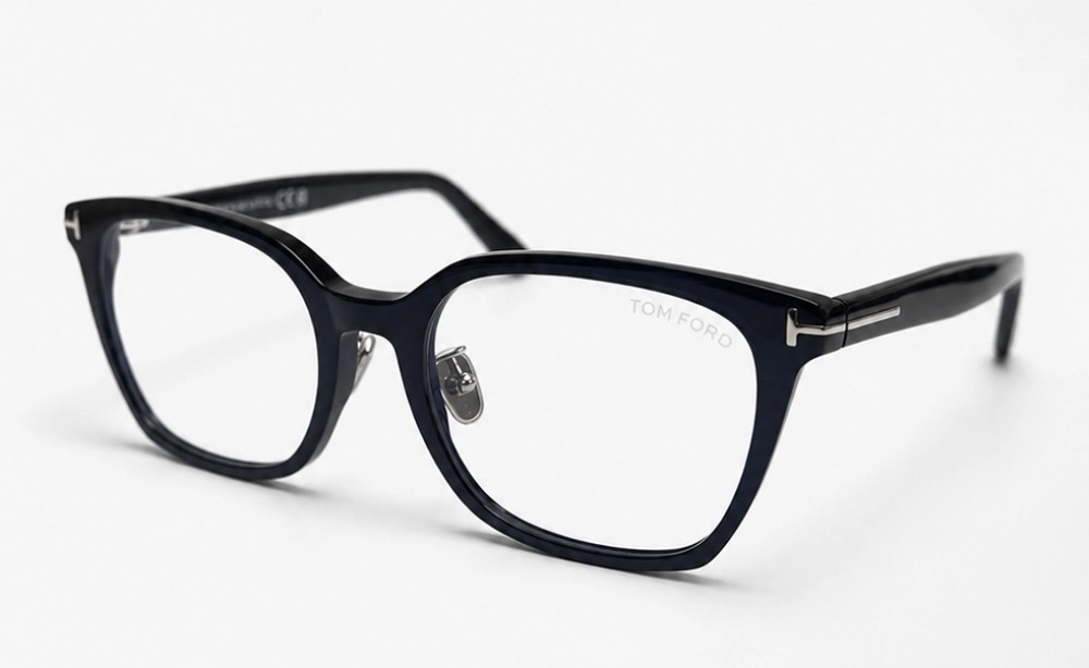 Tom Ford TF6103-D-B ECO - 001 - 53 - MIT BLAU-VIOLETTEM LICHTFILTER-GLÄSERN Brillenfassungen Schwarz Eckig