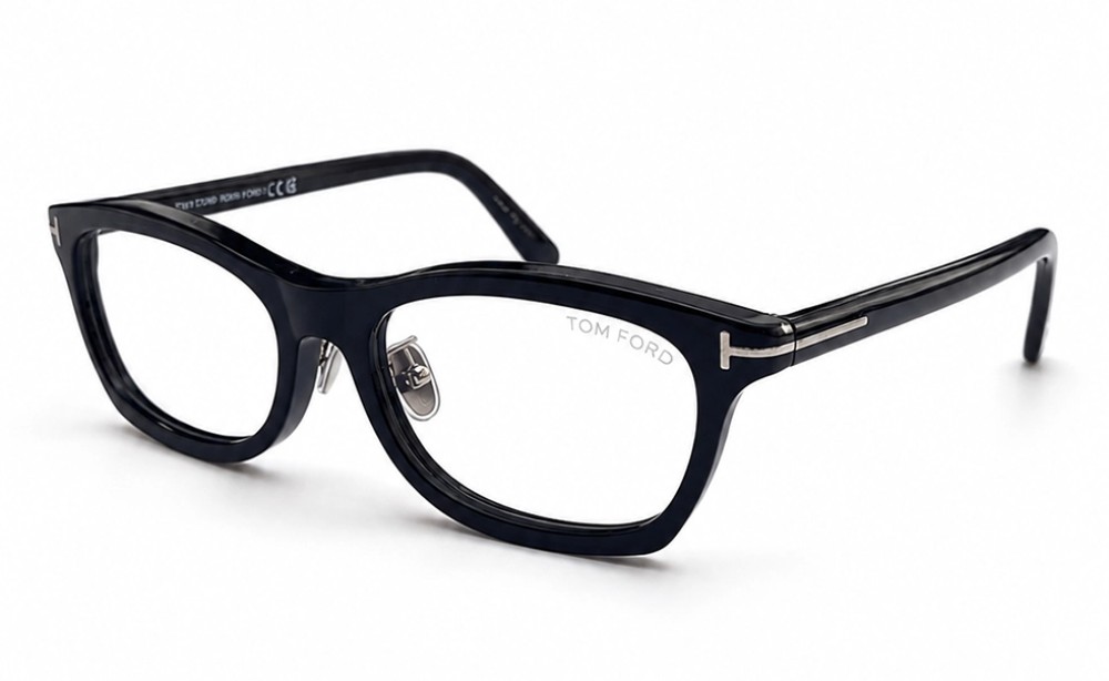 Tom Ford TF6074-D-B ECO - 001 - 53 - MIT BLAU-VIOLETTEM LICHTFILTER-GLÄSERN Brillenfassungen Schwarz Eckig