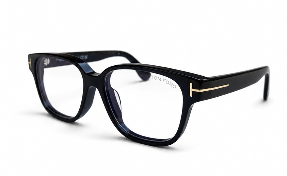 Tom Ford TF6071-D-B ECO - 001 - 54 - MIT BLAU-VIOLETTEM LICHTFILTER-GLÄSERN Brillenfassungen Schwarz Eckig