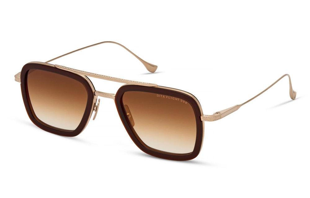 Dita FLIGHT.006 7806 - W - 52 Sonnenbrillen Root Beer - Antikes Weißgold Pilot (Aviator)