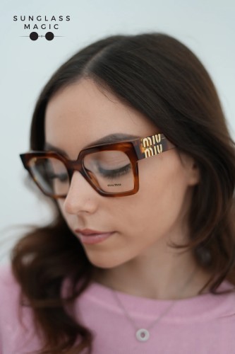 MIU MIU MU 04UV - 11Q1O1 - 52 Brillenfassungen Gestreift Tabak Eckig