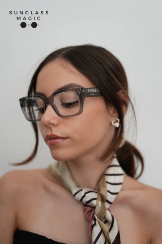 Fendi FE50094I - 020 - 52 Brillenfassungen Grau Eckig