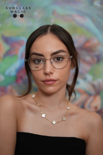 Fendi FE50109F - 016 - 52 Brillenfassungen Silber Kissenform (Abgerundet)