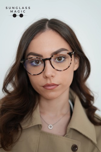 Tom Ford TF5575-B - 055 - 51 - MIT BLAU-VIOLETTEM LICHTFILTER-GLÄSERN Brillenfassungen Havanna Rund
