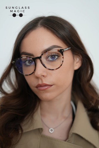 Tom Ford TF5575-B - 055 - 51 - MIT BLAU-VIOLETTEM LICHTFILTER-GLÄSERN Brillenfassungen Havanna Rund