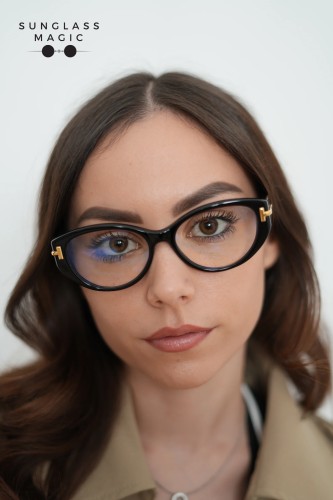 Tom Ford TF6031-F-B ICON COLLECTION - 001 - 54 - MIT BLAU-VIOLETTEM LICHTFILTER-GLÄSERN Brillenfassungen Schwarz Cat Eye