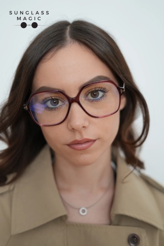 Tom Ford TF6062-B - 071 - 57 - MIT BLAU-VIOLETTEM LICHTFILTER-GLÄSERN Brillenfassungen Burgunder Eckig