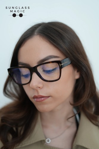 Tom Ford FT5878-B - 052 - 55 - MIT BLAU-VIOLETTEM LICHTFILTER-GLÄSERN Brillenfassungen Cat Eye