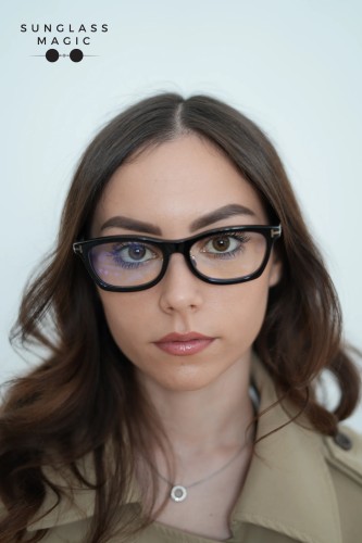 Tom Ford TF6074-D-B ECO - 001 - 53 - MIT BLAU-VIOLETTEM LICHTFILTER-GLÄSERN Brillenfassungen Schwarz Eckig
