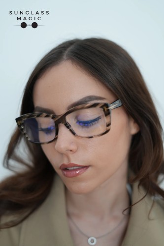 Tom Ford TF6065-B - 056 - 55 - MIT BLAU-VIOLETTEM LICHTFILTER-GLÄSERN Brillenfassungen Havanna Eckig