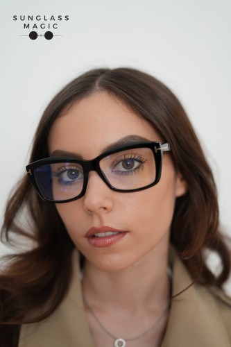 Tom Ford TF6065-B ECO - 001 - 55 - MIT BLAU-VIOLETTEM LICHTFILTER-GLÄSERN Brillenfassungen Schwarz Eckig