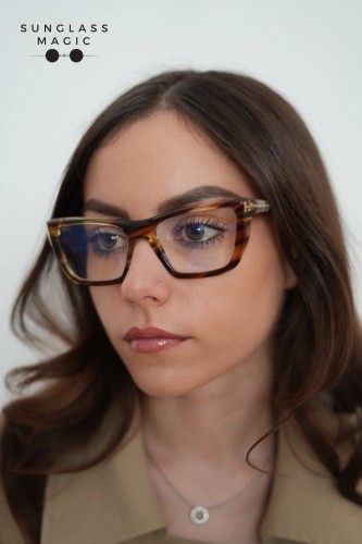 Tom Ford TF6047-B - 055 - 54 - MIT BLAU-VIOLETTEM LICHTFILTER-GLÄSERN Brillenfassungen Havanna Eckig