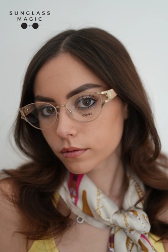 VERSACE VE1309 - 1519 - 54 Brillenfassungen Gold, Puderfarben Cat Eye