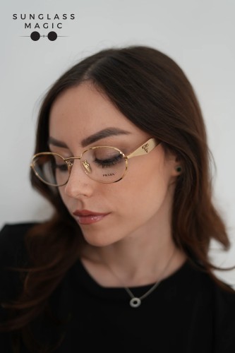 PRADA PR D53VD - 24J1O1 - 54 Brillenfassungen Gold Oval