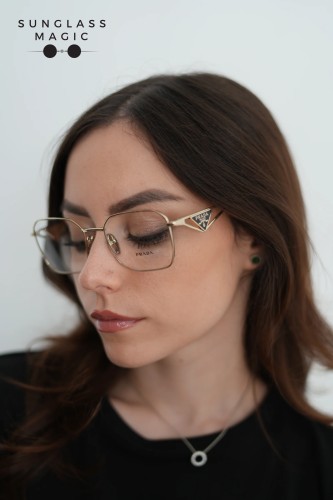 PRADA PR A51V - 14N1O1 - 53 Brillenfassungen Hellgold Unregelmäßig