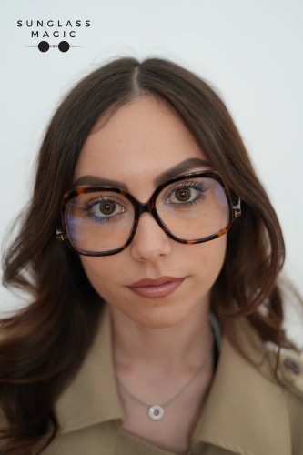 Tom Ford TF5968-B ECO - 052 - 54 - MIT BLAU-VIOLETTEM LICHTFILTER-GLÄSERN Brillenfassungen Havanna Eckig