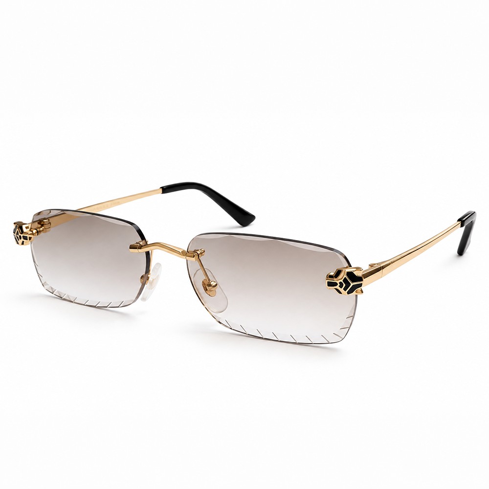 Cartier CT0448O with Diamond-Cut Lenses – Custom-Made - 001 - 54 - MIT PHOTOCHROMEN GLÄSERN Sonnenbrillen Gold Eckig