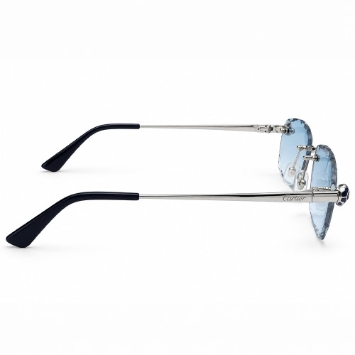 Cartier CT0448O with Diamond-Cut Lenses – Custom-Made - 002 - 54 - MIT PHOTOCHROMEN GLÄSERN Sonnenbrillen Silber Eckig