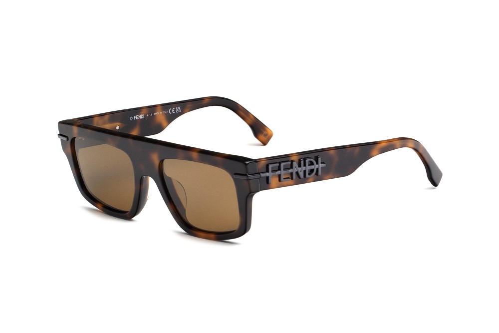 Fendi FE40091U - 53E - 54 Sonnenbrillen Havana Flacher Oberteil