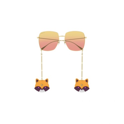 Gucci GG1031S WITH CHAIN - 005 - 59 Sonnenbrillen Gold Eckig